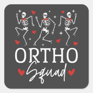 Ortho Squad Dancing Skeleton Valentine Square Sticker