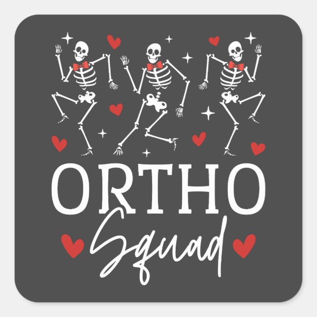 Ortho Squad Dancing Skeleton Valentine Square Sticker (Front)