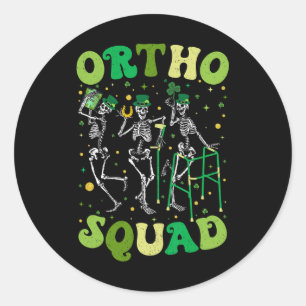 Ortho Squad Dancing Skeletons St Patricks Orthoped Classic Round Sticker