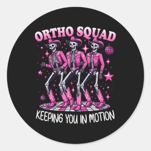 Ortho Squad Dancing Skeletons Valentines Day Ortho Classic Round Sticker