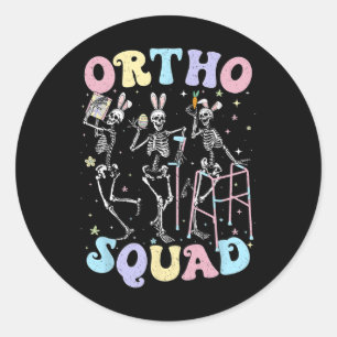 Ortho Squad Easter Dancing Skeletons Easter Day Or Classic Round Sticker