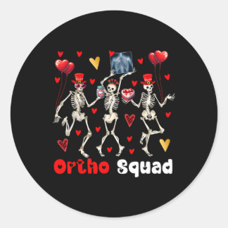 Ortho Squad Three Valentine's Day Skeletons Cute H Classic Round Sticker