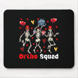 Ortho Squad Three Valentine's Day Skeletons Cute H Mouse Pad