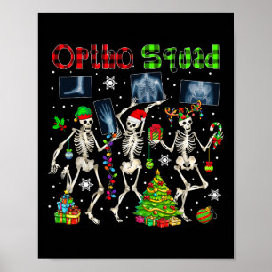 Ortho Squad Xmas Three Santa Reindeer Elf X-ray Sk Poster