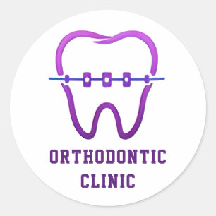 Orthodontic Clinic Logo Braces Specialist 💙 Classic Round Sticker