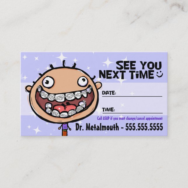 Orthodontist.Braces.Dental.Appointment Reminder Appointment Card (Front)