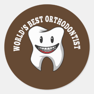 Orthodontist Dentist Teeth Braces Orthodontics Classic Round Sticker