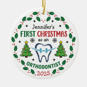 Orthodontist First Christmas Personalised Tree Ceramic Ornament