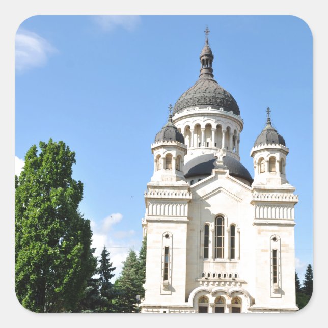 Orthodox cathedral in Cluj Napoca, Romania Square Sticker (Front)