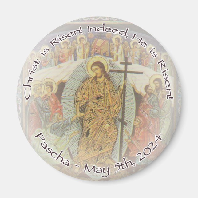 Orthodox Christian ENG Christ is Risen 2.25 in.  Magnet (Front)