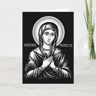 Orthodox Christian Holy Mary Theotokos Protect Us  Card