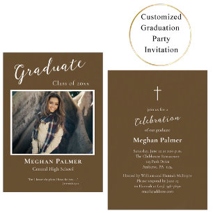 Orthodox Christian Simple Rustic Graduation Party  Invitation