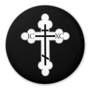 Orthodox cross ceramic knob
