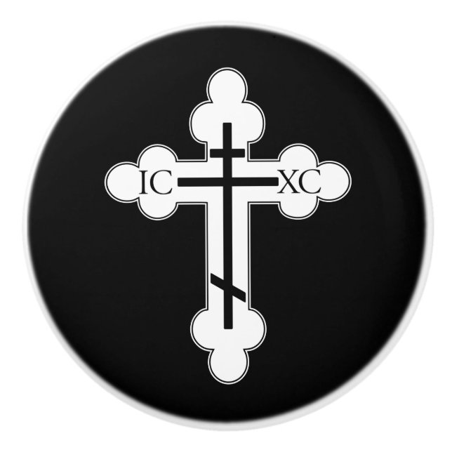 Orthodox cross ceramic knob (Front)