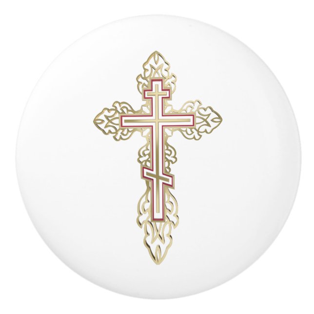 Orthodox cross ceramic knob (Front)
