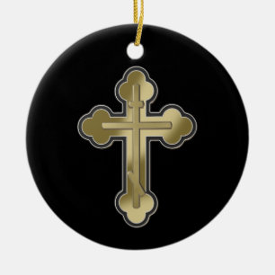 Orthodox cross ceramic ornament