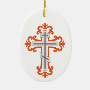 Orthodox cross ceramic ornament