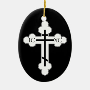 Orthodox cross ceramic tree decoration