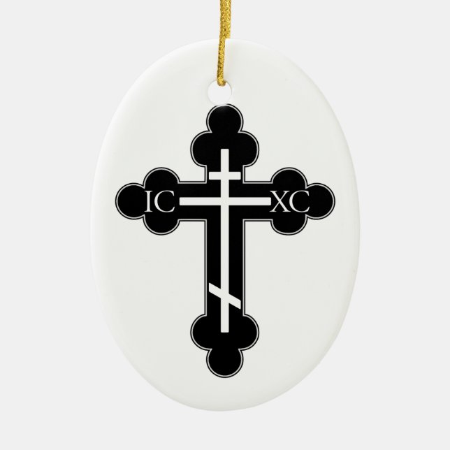 Orthodox cross ceramic tree decoration (Front)