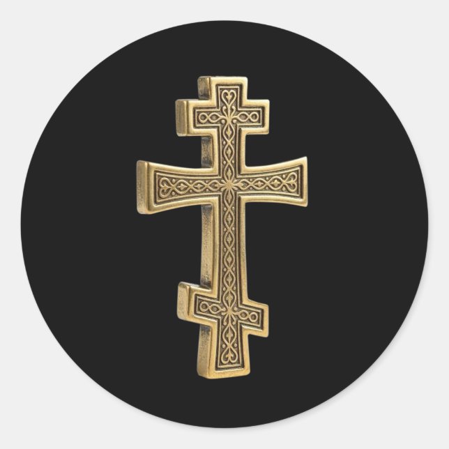 Orthodox cross classic round sticker (Front)