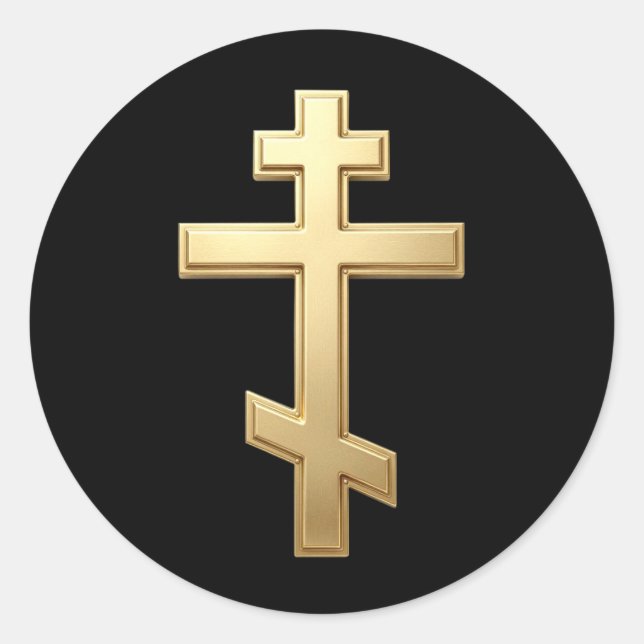 Orthodox cross classic round sticker (Front)