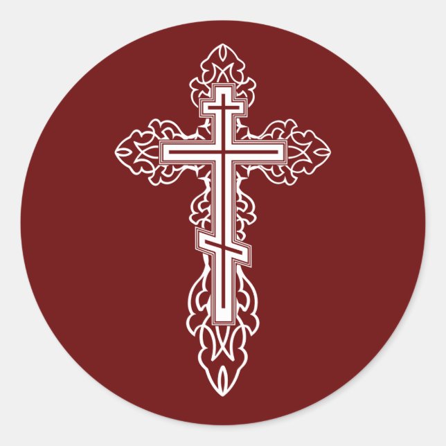 Orthodox cross classic round sticker (Front)
