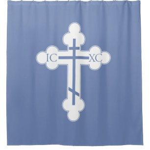 Orthodox cross shower curtain
