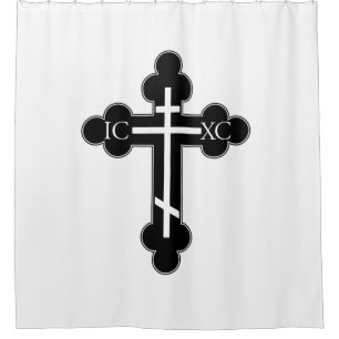 Orthodox cross shower curtain