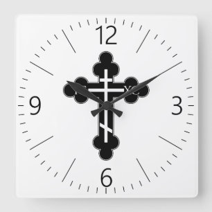 Orthodox cross square wall clock