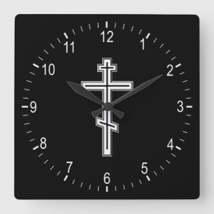 Orthodox cross square wall clock