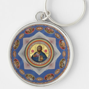 orthodox icon god church religion saint key ring