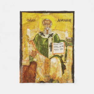 Orthodox Icon of Saint Athanasius of Alexandria Fleece Blanket