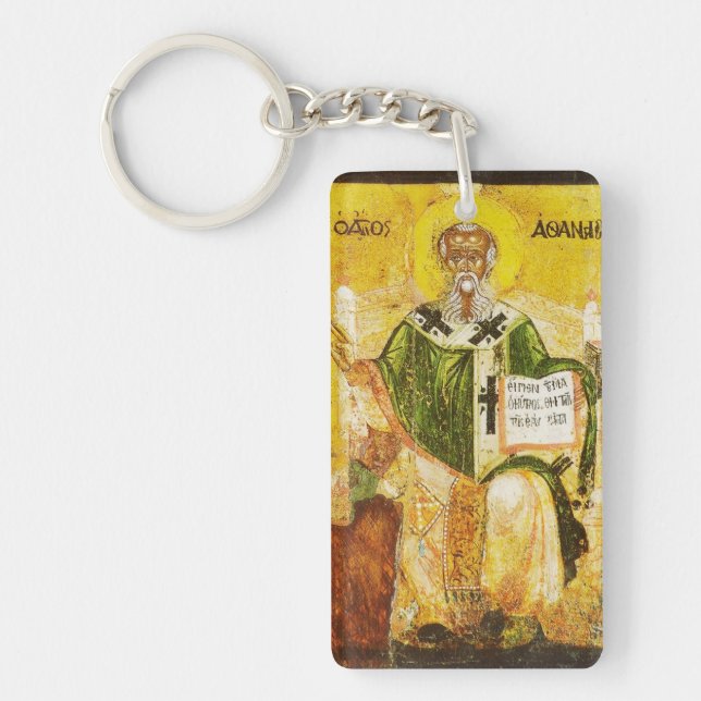 Orthodox Icon of Saint Athanasius of Alexandria Key Ring (Front)