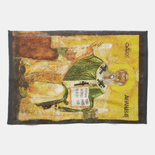 Orthodox Icon of Saint Athanasius of Alexandria Tea Towel
