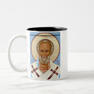 Orthodox Icon of Saint Nicholas The Wonderworker Two-Tone Coffee Mug
