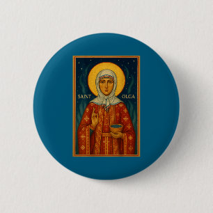 Orthodox Icon Of Saint Olga Of Alaska  6 Cm Round Badge
