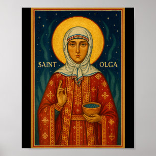 Orthodox Icon Of Saint Olga Of Alaska  Poster