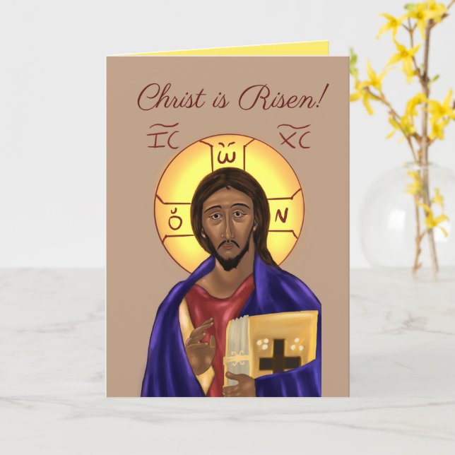 Orthodox Icon Pascha Card (Yellow Flower)