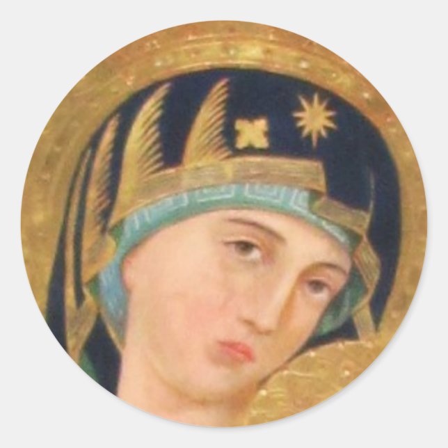 Orthodox ICON Serene Madonna Classic Round Sticker (Front)