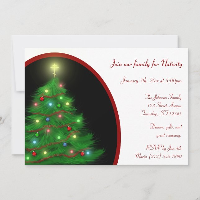 Orthodox Nativity - Beautiful Tree Invitations (Front)