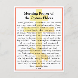 Orthodox Optina Elders Morning Prayer card
