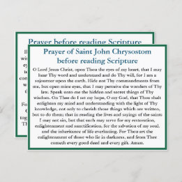Orthodox prayer before reading scripture card
