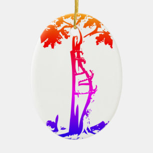 Orthopaedic Crooked Tree rainbow gradient Ceramic Ornament