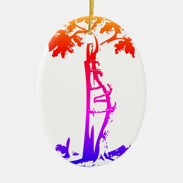 Orthopaedic Crooked Tree rainbow gradient Ceramic Ornament (Front)