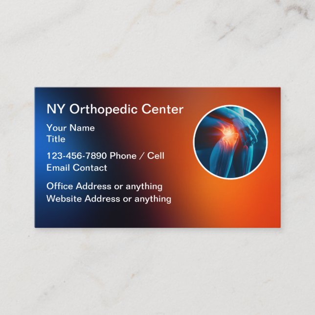 Orthopaedic Doctor Office Business Cards (Front)