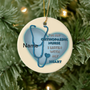 Orthopaedic Nurse Blue Heart Ceramic Ornament