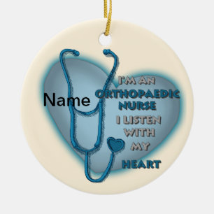 Orthopaedic Nurse Blue Heart Ceramic Ornament