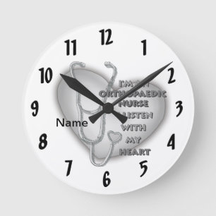 Orthopaedic Nurse Grey Heart custom name clock