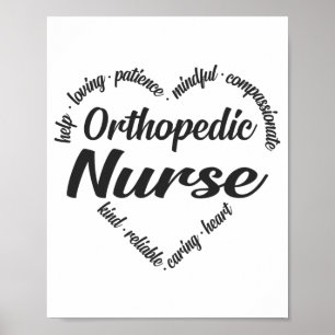 Orthopaedic Nurse Heart Word Cloud Poster