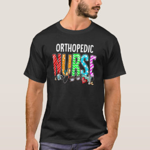 Orthopaedic Nurse Plaid Red Love Heart Stethoscope T-Shirt